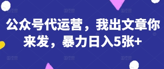 公众号代运营,我出文章你来发,暴力日入5张+【揭秘】-余鲤网创