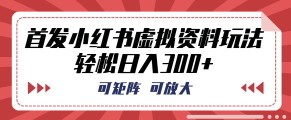 首发小红书虚拟资料玩法,可矩阵,可放大,轻松日入3张-余鲤网创