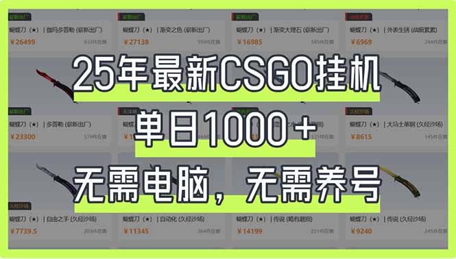 (14178期)25年最新CSGO挂机系统,单日1000+,无需电脑,无需养号,0基础可上手-余鲤网创