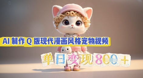 AI制作Q版现代漫画风格宠物视频,单日变现几张-余鲤网创