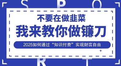 韭菜生涯终结者,我来教你做镰刀,2025如何通过“知识付费”实现财F自由【揭秘】-余鲤网创