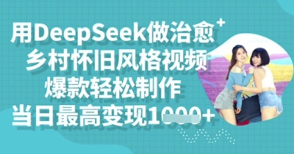 用DeepSeek做治愈乡村怀旧风格视频,爆款轻松制作,当日最高变现多张-余鲤网创